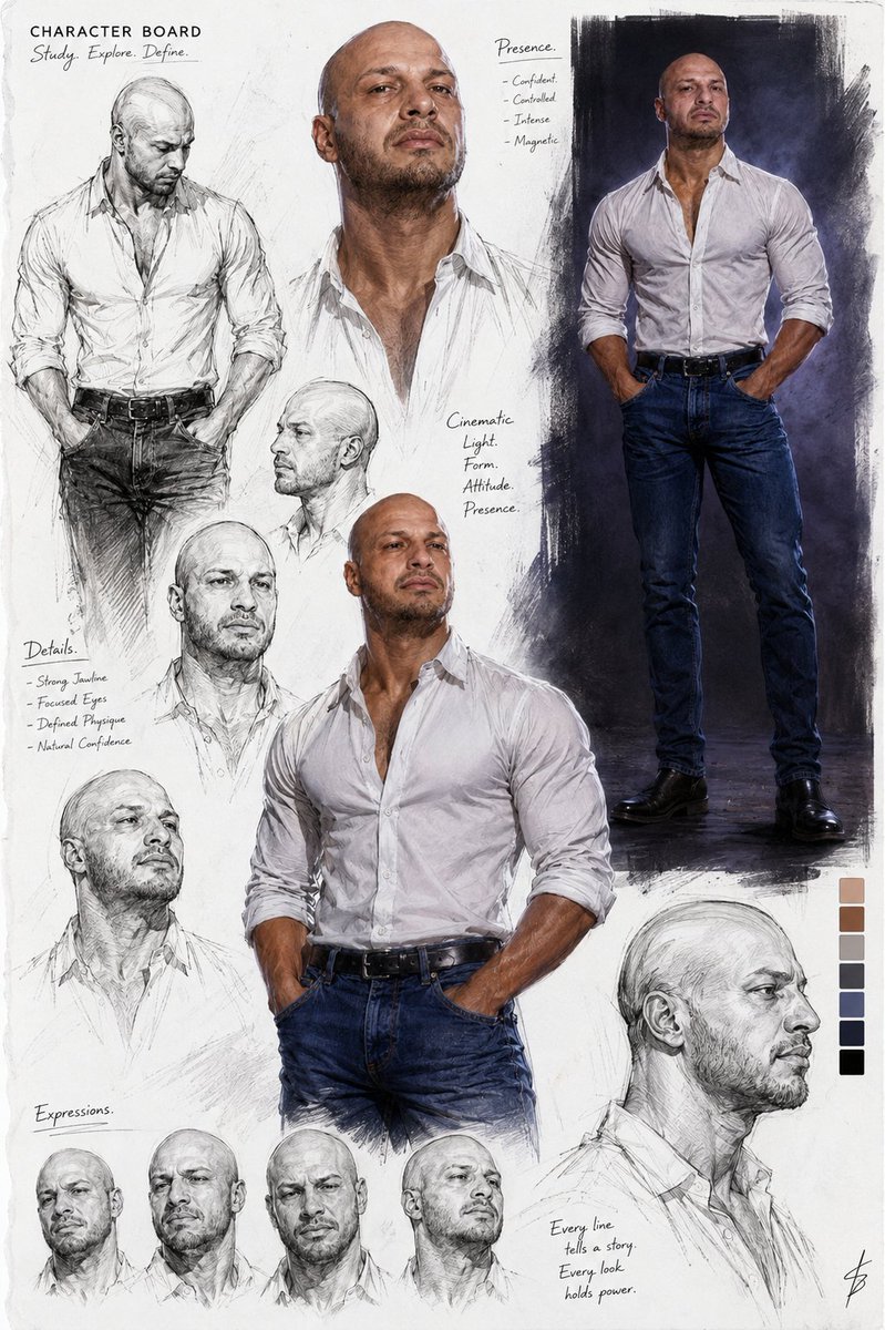 Cinematic Character Sketch Board