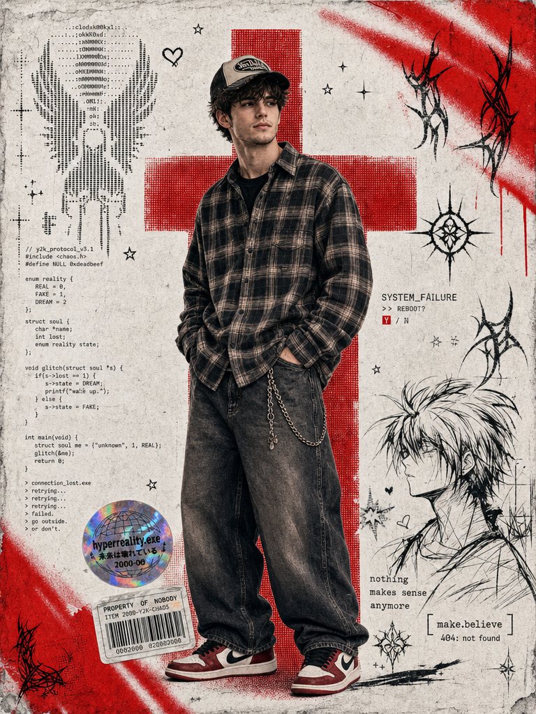 Y2K Cyber Grunge Collage Poster
