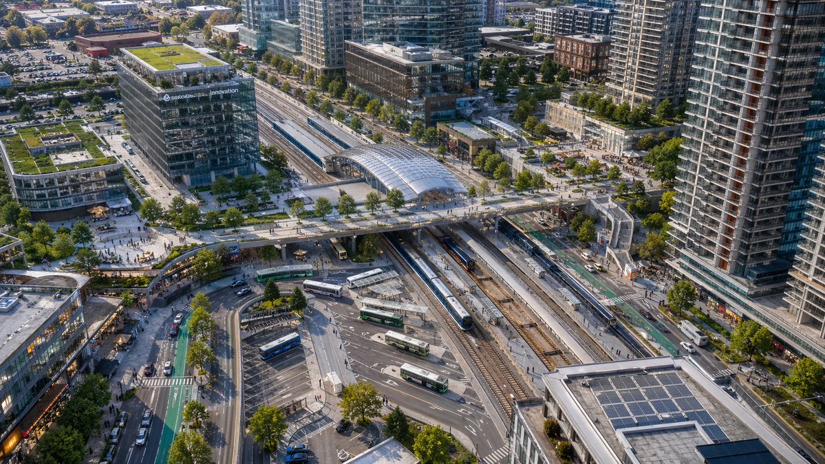 Modern Urban Transit Hub Aerial
