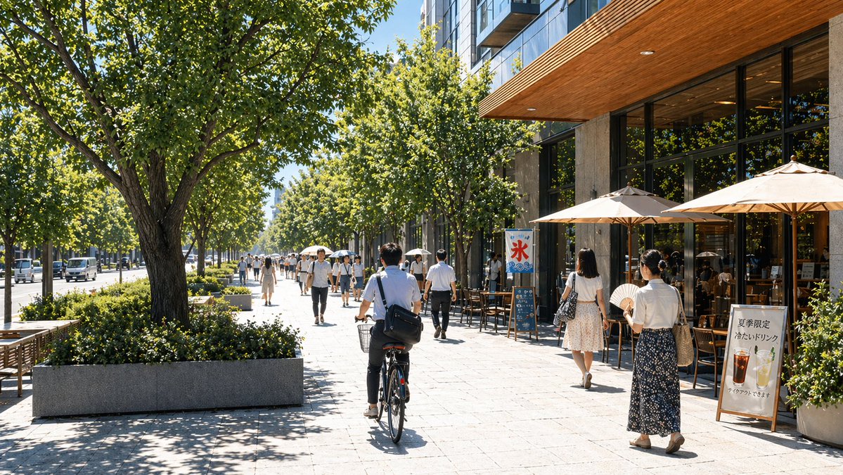 Japanese Summer Street Cafe Scene
