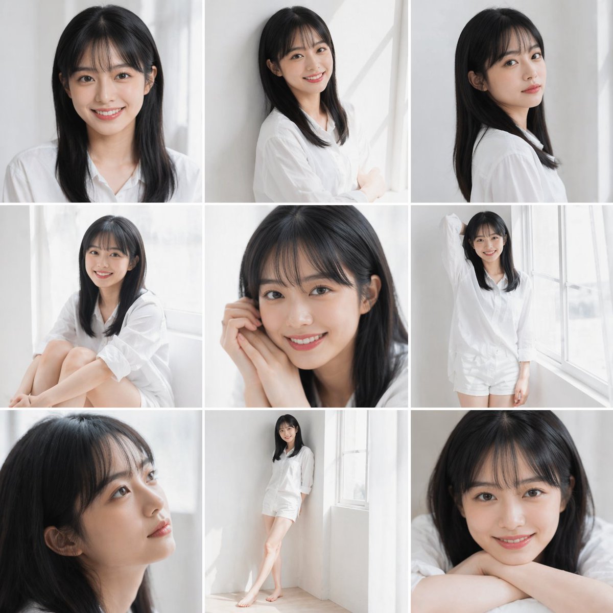 Fresh Japanese Nine-Grid Portrait