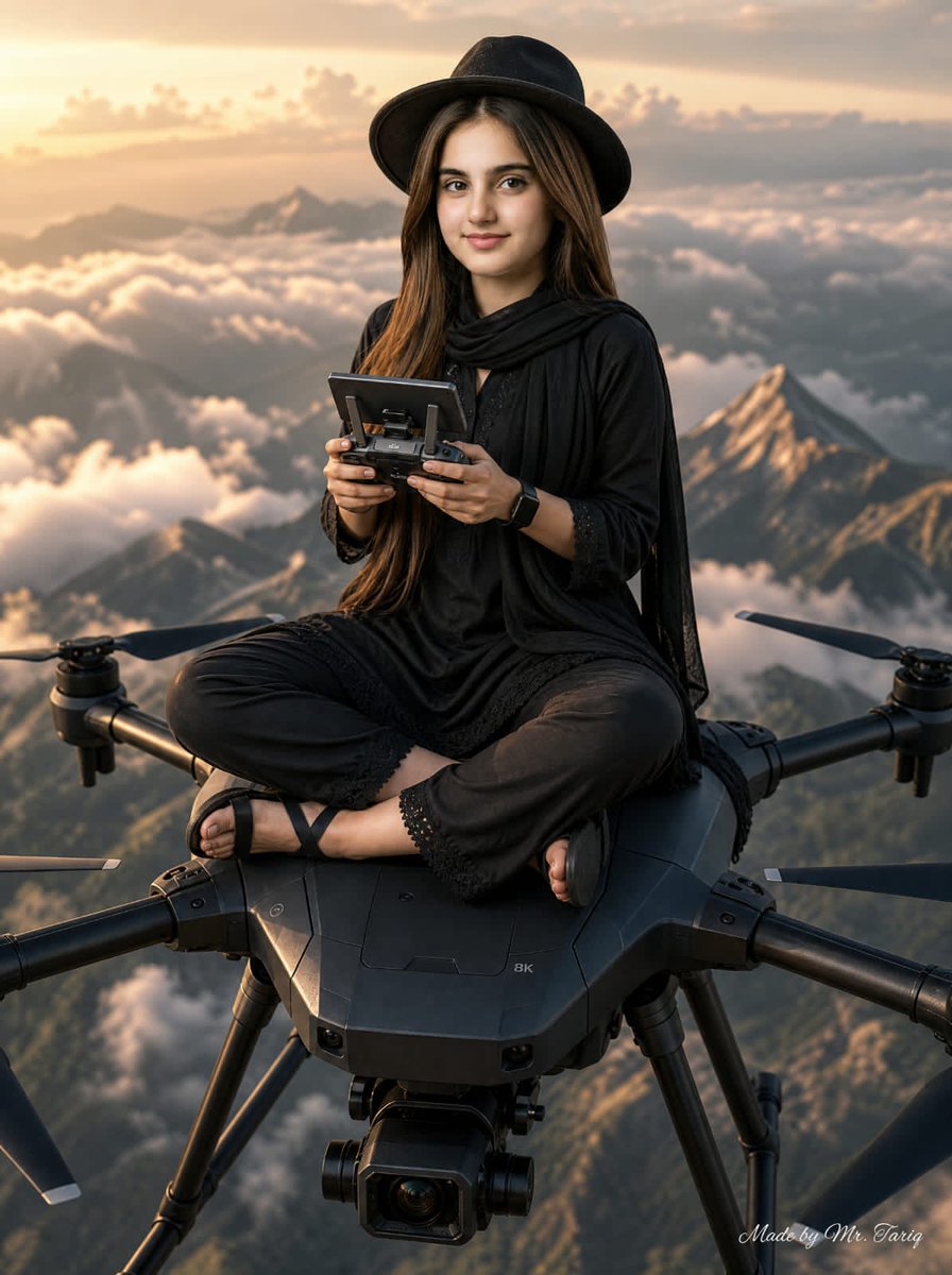 Drone Queen Above Clouds