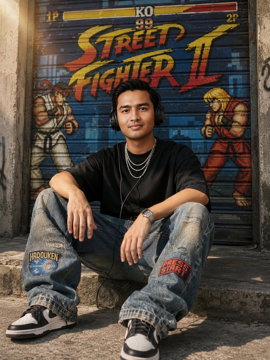 Sunlit Urban Streetwear Portrait