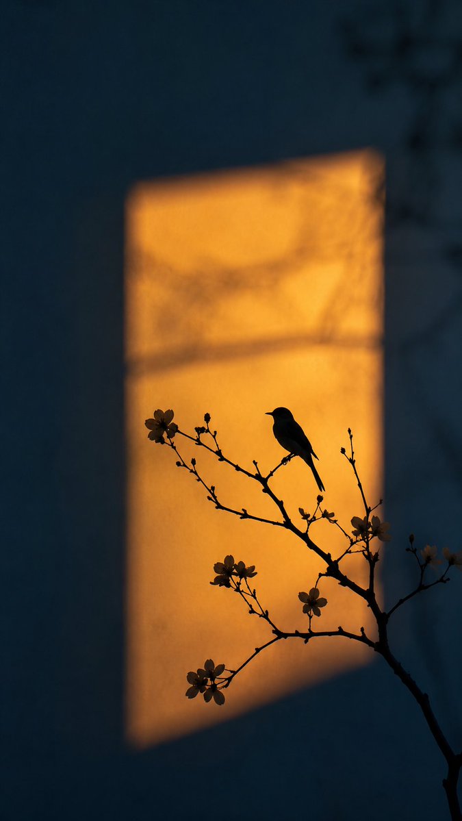 Zen Bird Silhouette Window Light