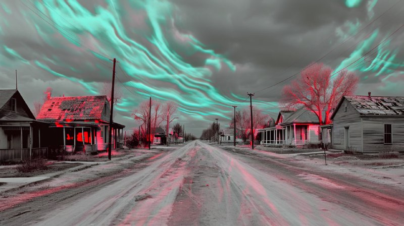 Retrofuturistic Rural America With Projected Color Patterns