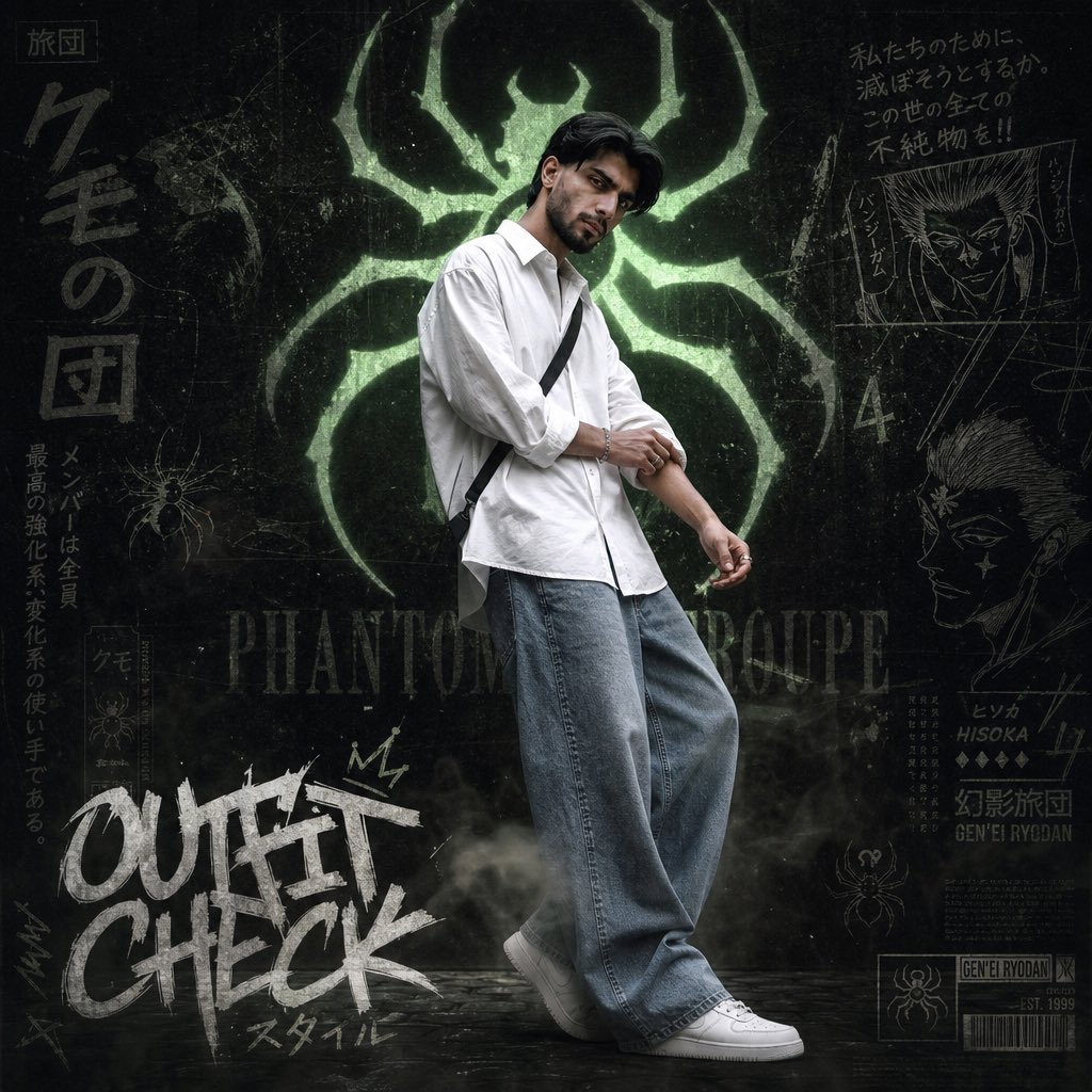 Anime Streetwear Outfit Check Poster