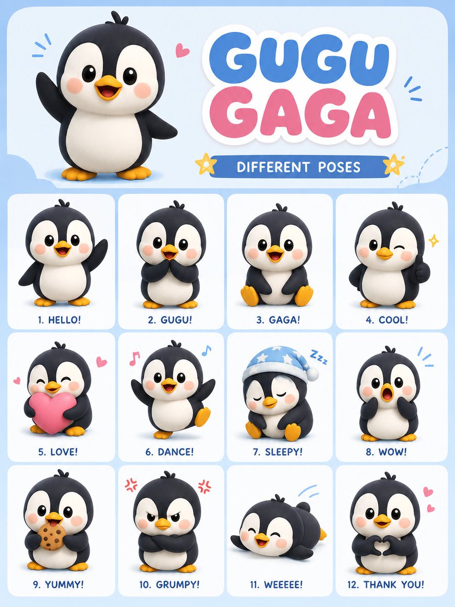 Cute Penguin Sticker Pack Poster
