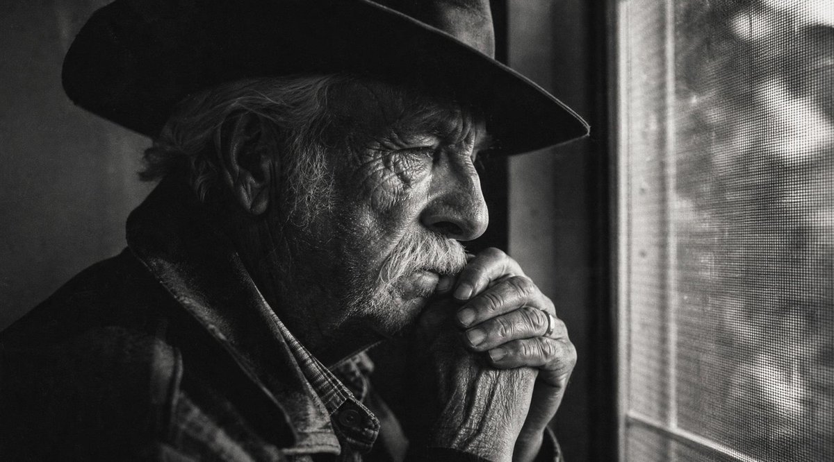 Cinematic Elderly Man Window Portrait
