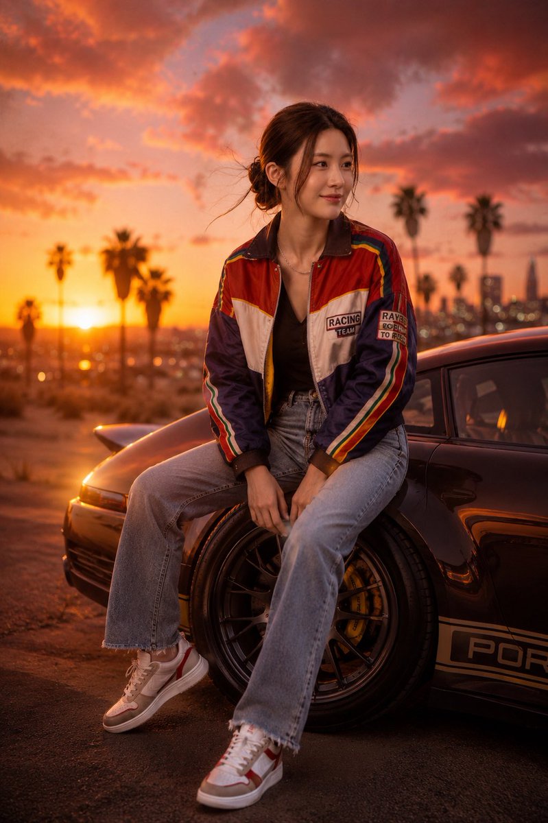 Sunset Luxury Car Fashion Editorial