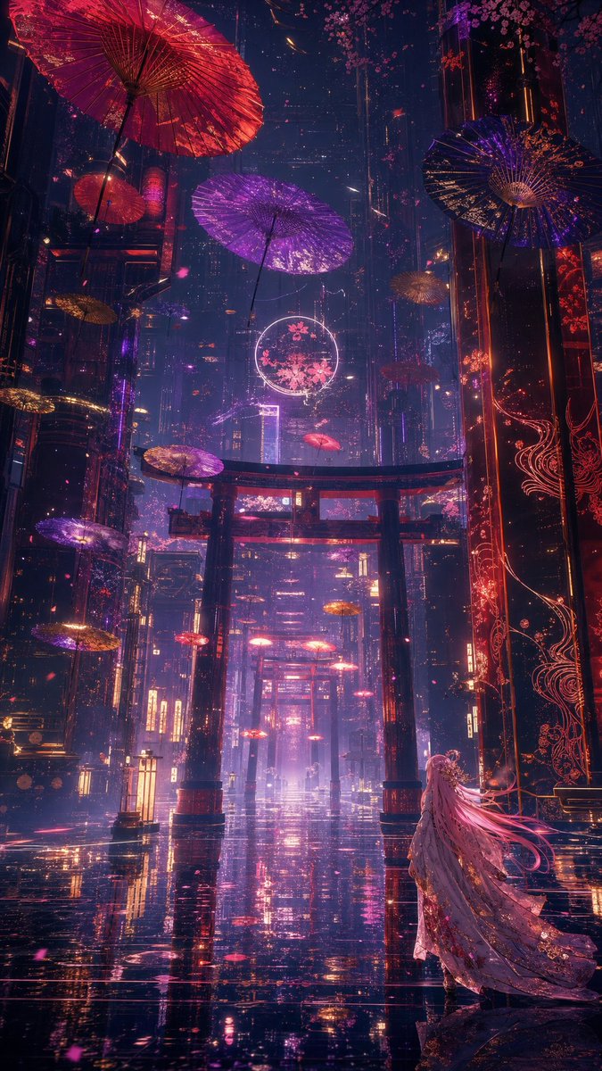 Neon Rain Alley Floating Dreams