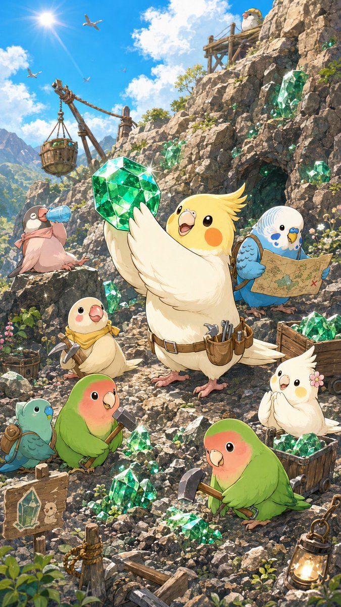 Cute Birds Emerald Mining Adventure