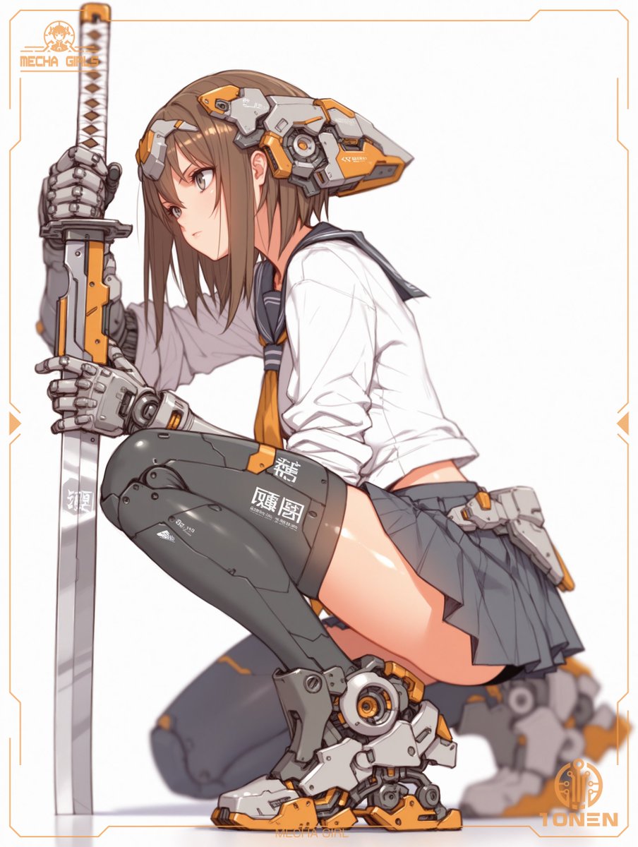 Mecha Girl Crouching Pose