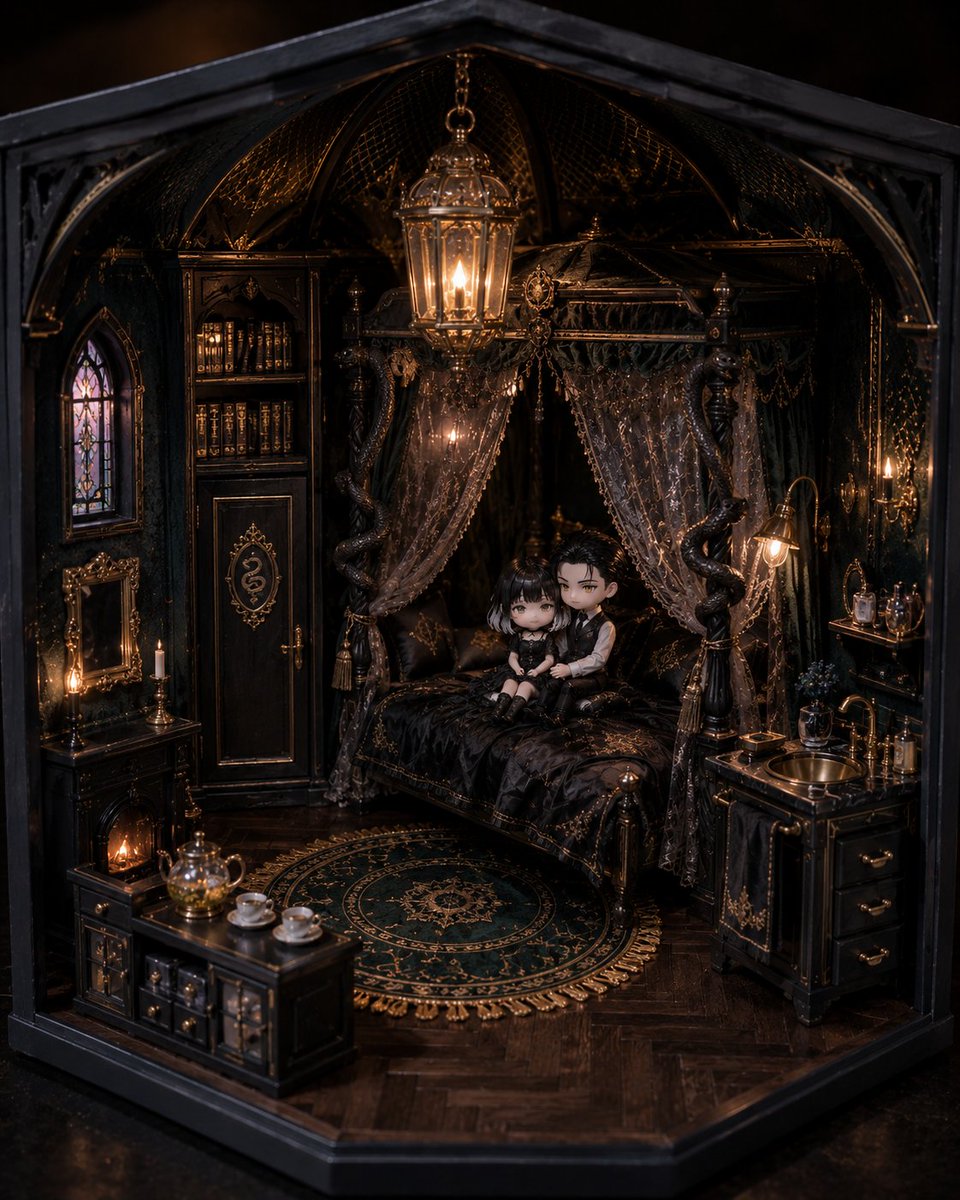 Gothic Victorian Miniature Dollhouse Diorama