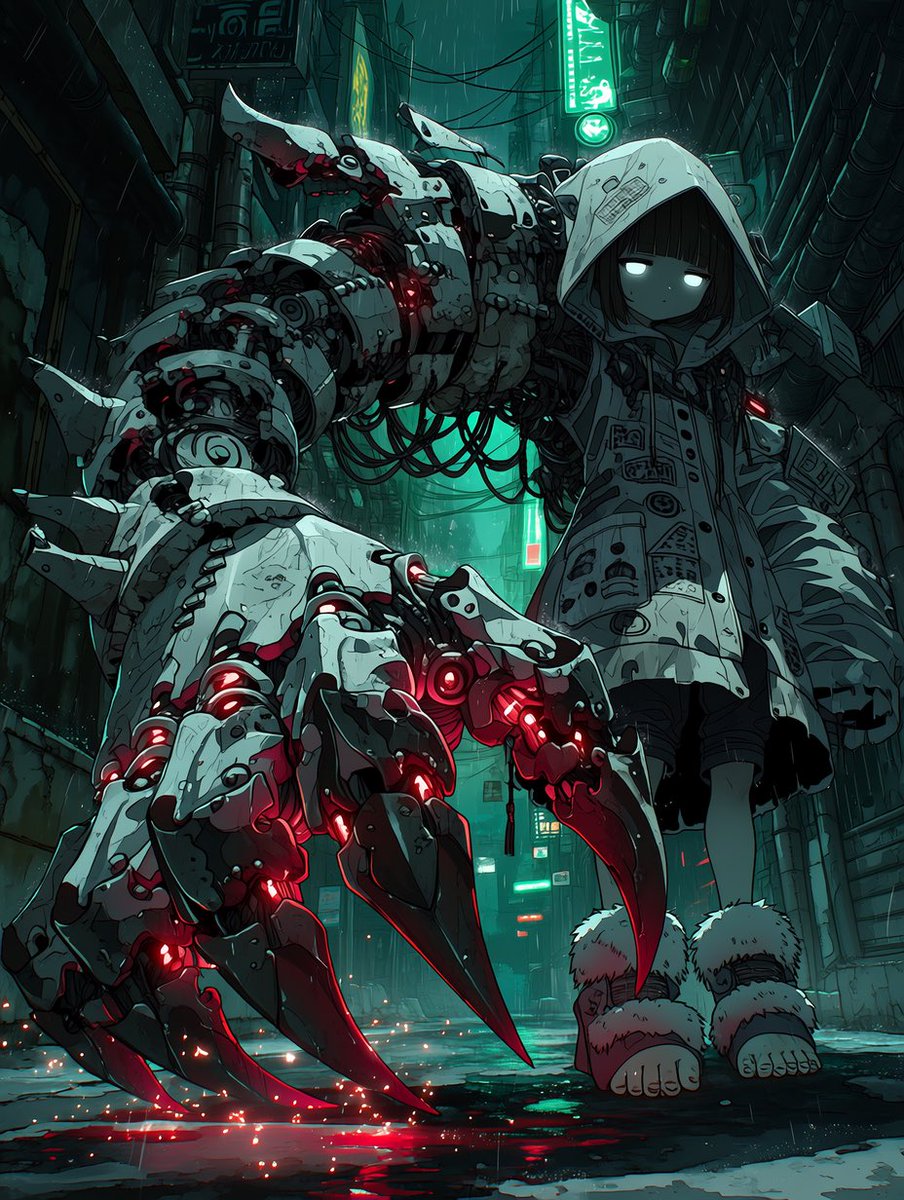 Cyberpunk Girl With Giant Mech Arm