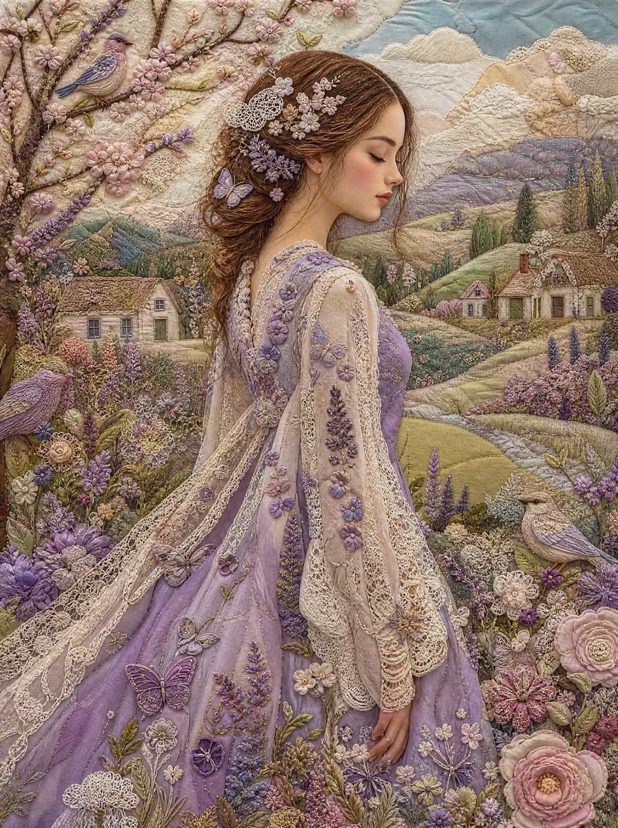 Enchanting Textile Fantasy Art Portrait