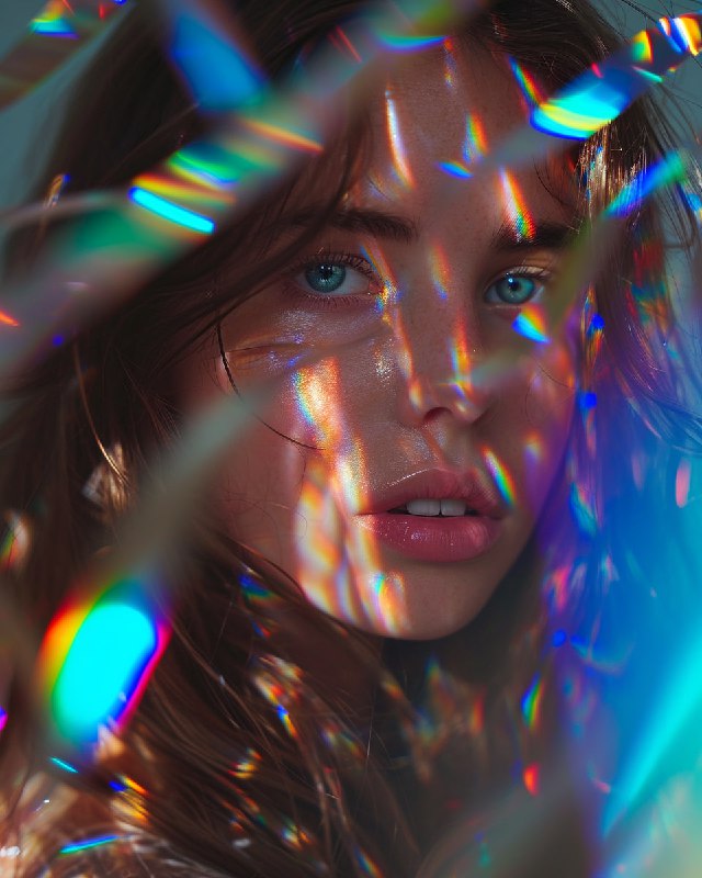 Dreamy Ribbon-Adorned Girl With Heterochromia Portrait