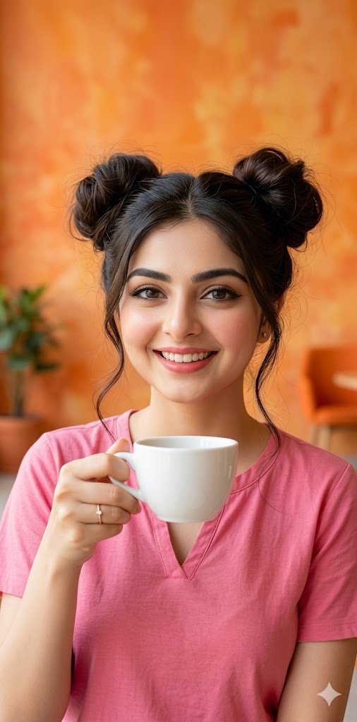 Cheerful Girl with Coffee