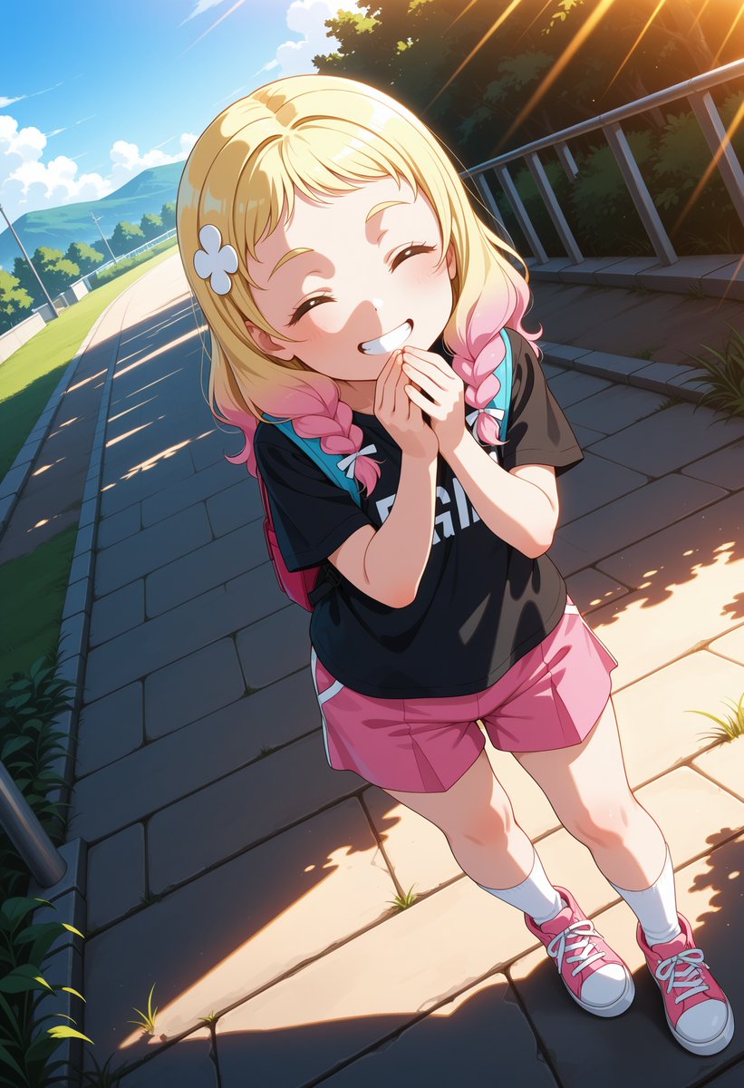 Sunlit Anime Schoolgirl Illustration