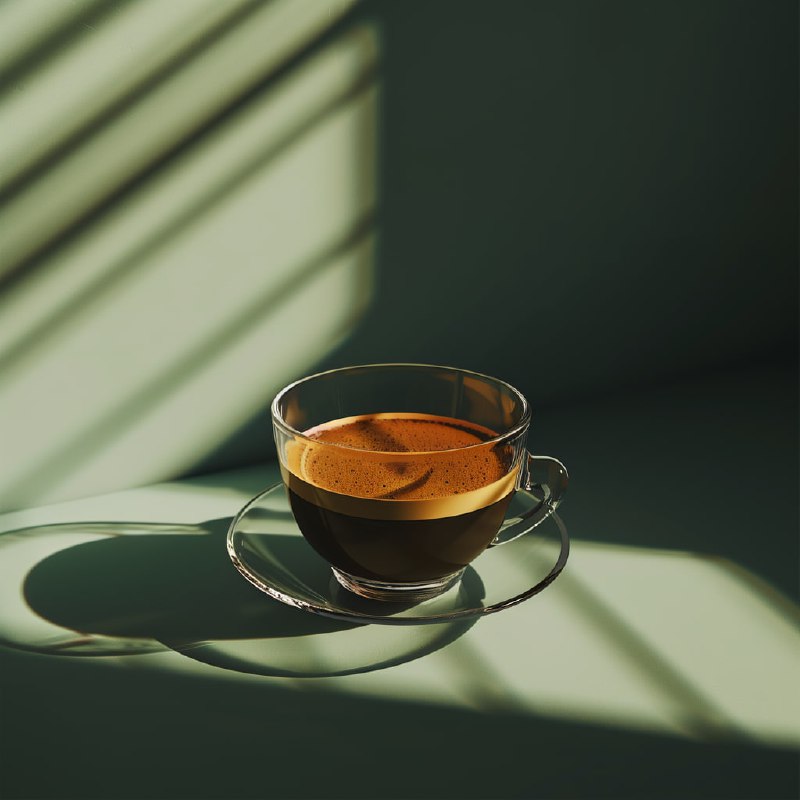Sunlit Coffee in Transparent Cup on Aesthetic Table
