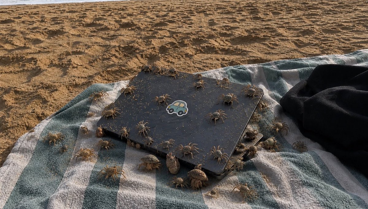 Crabs Crawling On Beach Laptop