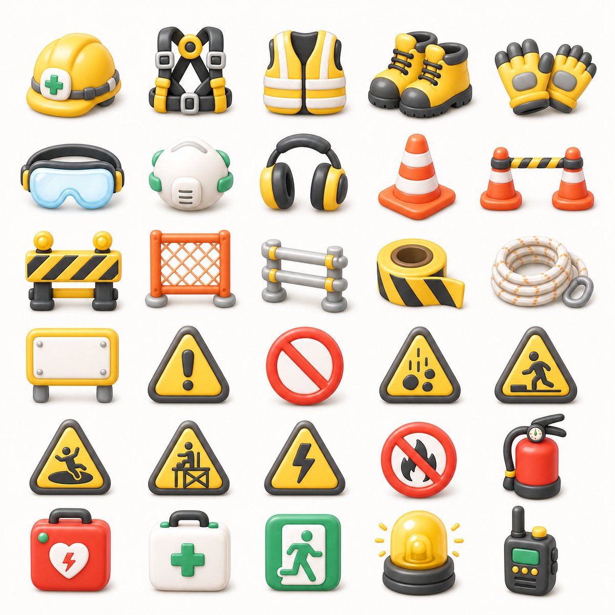 3D Safety Equipment Icons