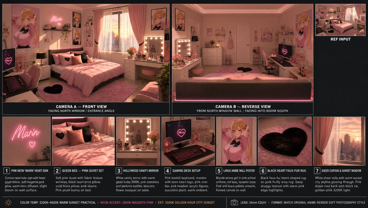 Pink Anime Bedroom Design Board