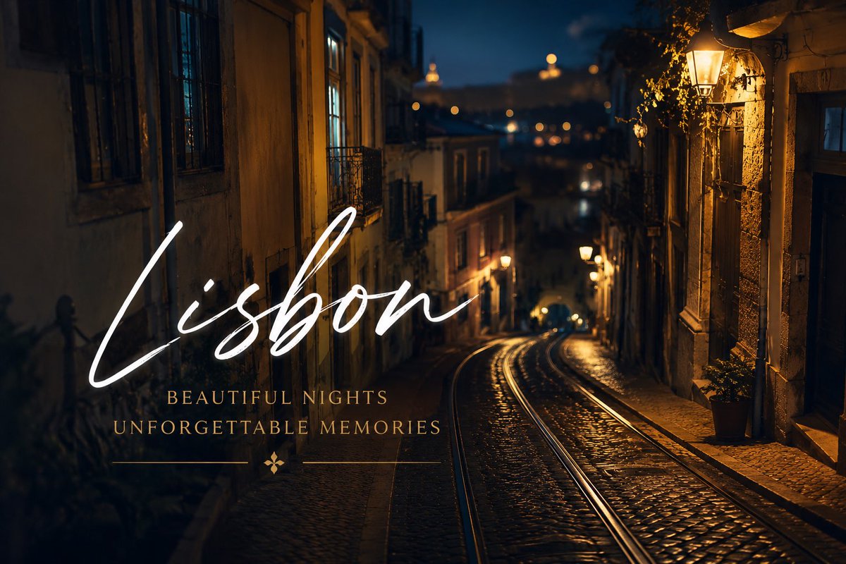 Lisbon Cinematic Night Travel Poster
