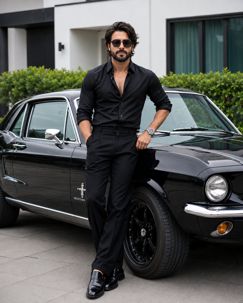 Stylish Man Leaning On Luxury Car