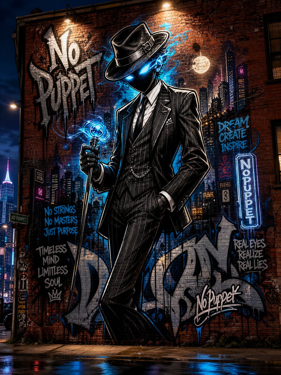 Cyber Noir Graffiti Mural Night