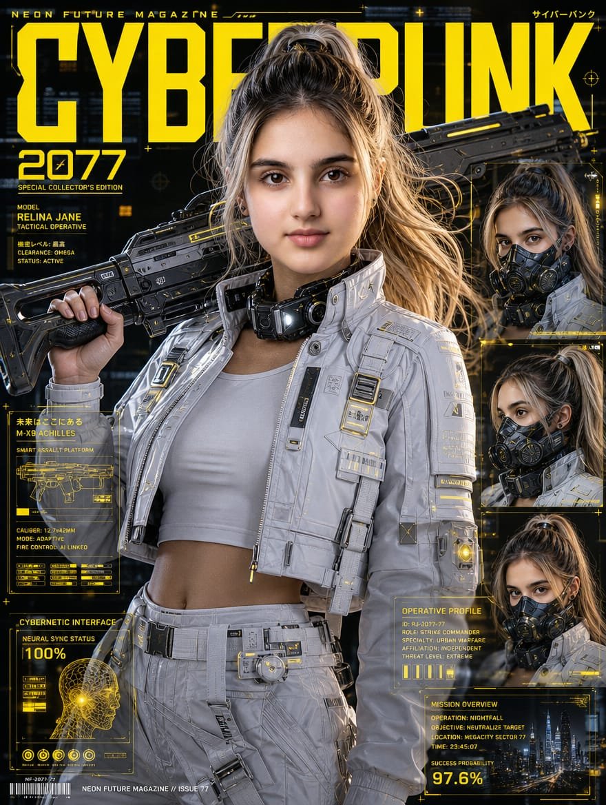 Cyberpunk Fashion Magazine Cover Art