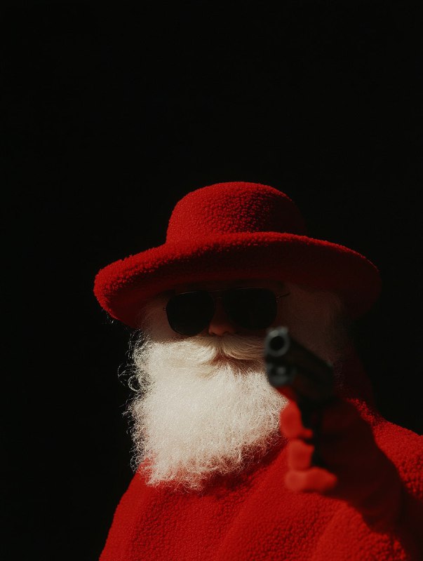 Italian Mafia Boss Santa Claus with Gun