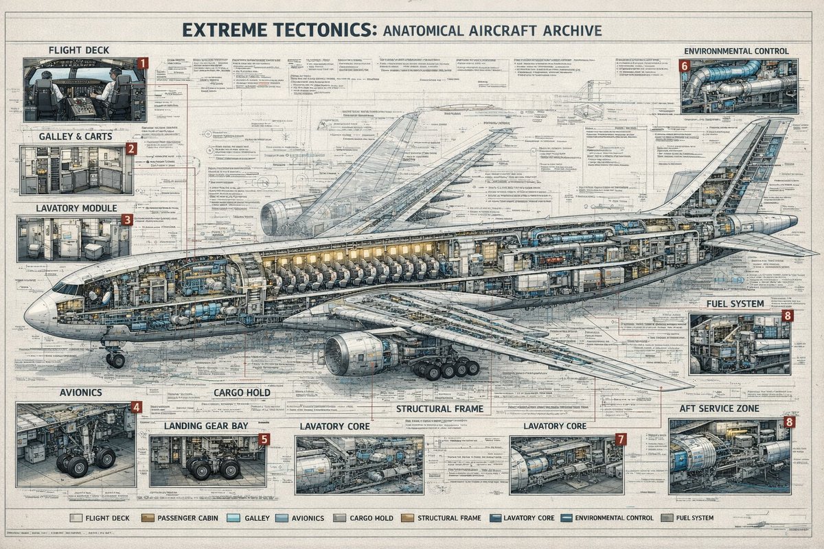 Aircraft Cutaway Blueprint Poster