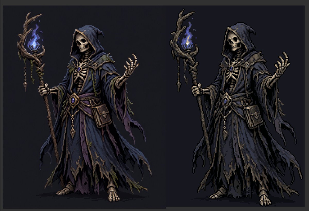Pixel Art Necromancer Style Comparison