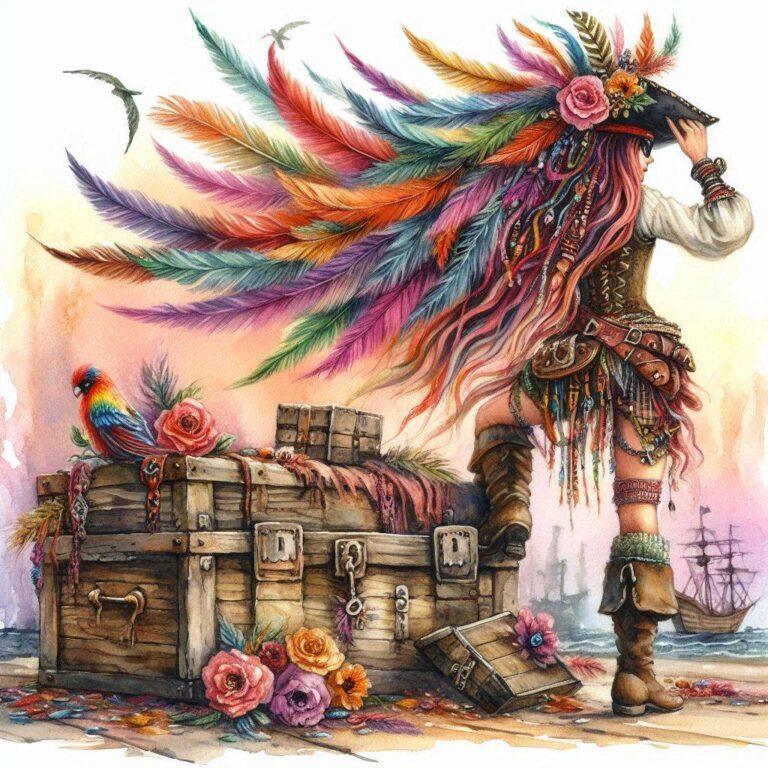 Hippie Pirate Wench on Abandoned Crate