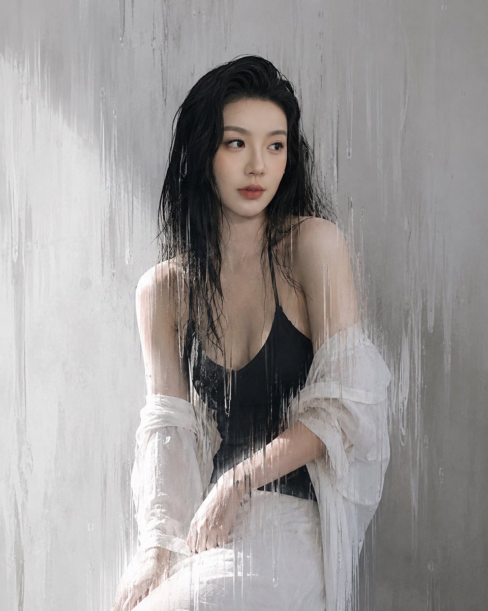 Rain-Glass Melancholy Portrait