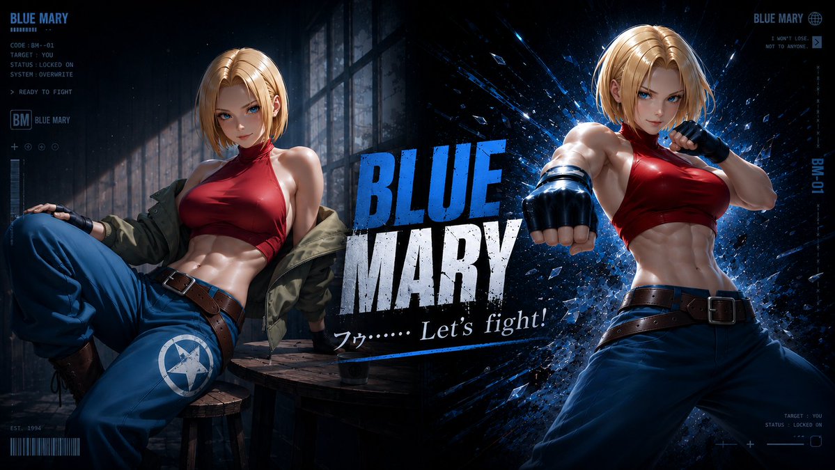 Blue Mary Cyberpunk Fighter Poster