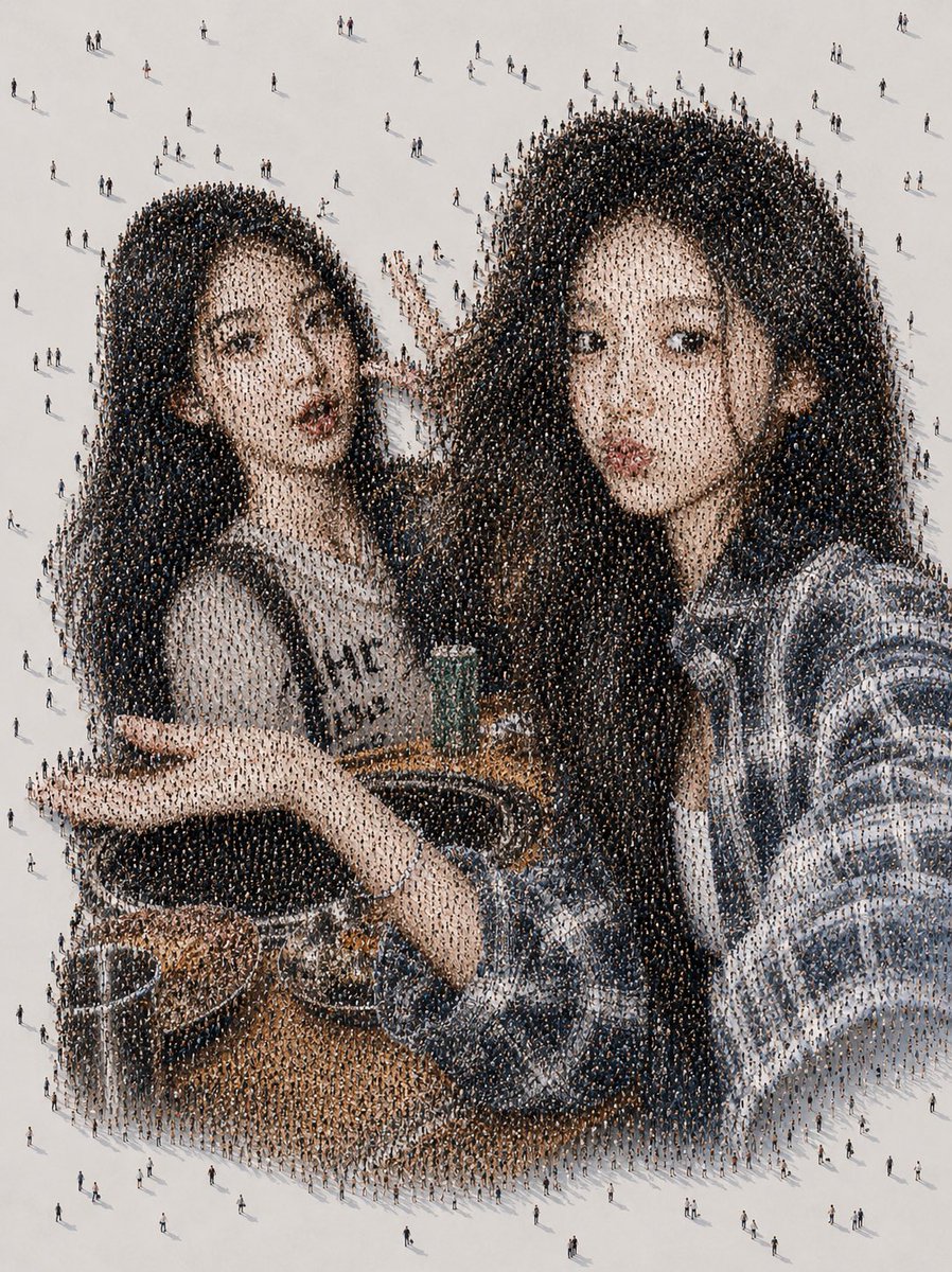 Surreal Aerial Crowd Mosaic Selfie