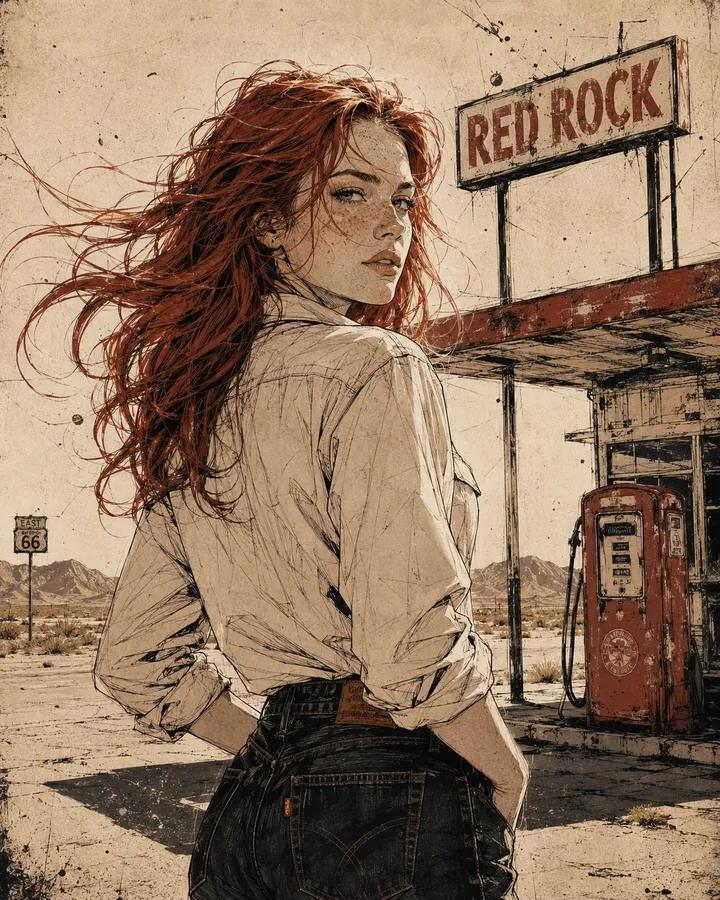 Desert Gas Station Vintage Beauty