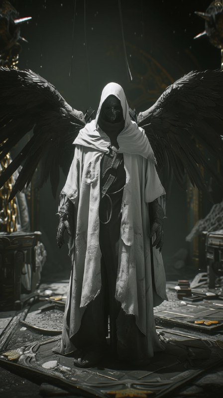 Winged Goth Man in a Robe Unreal Engine Style