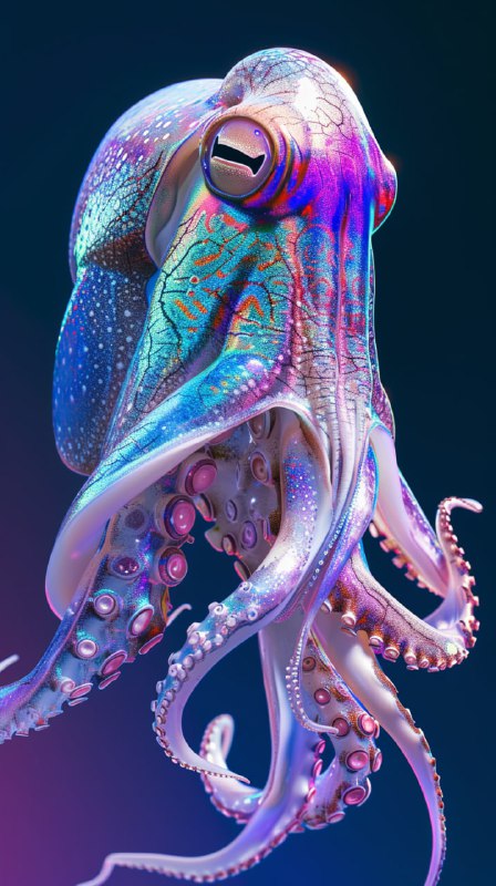 Holographic Glitch Cuttlefish in Purple and Pink Gradient