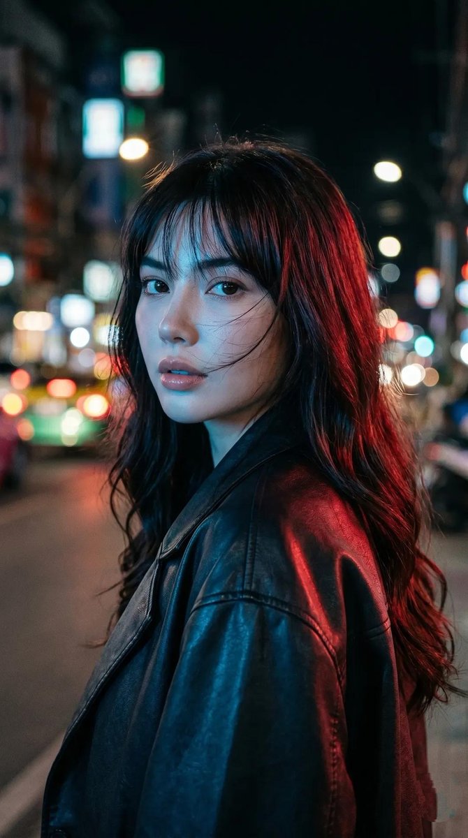 Neon Night Street Portrait