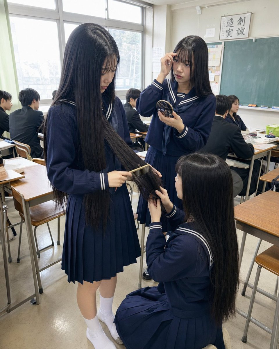 Extreme Long Hair Schoolgirls Grooming