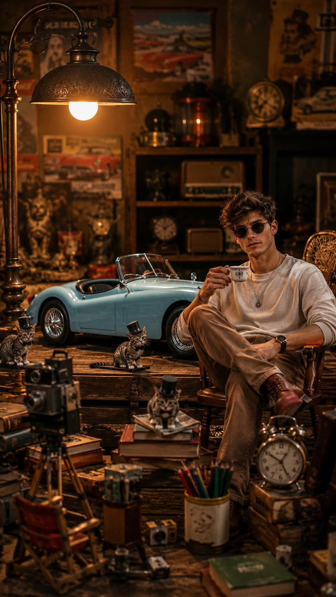 Vintage Workshop Coffee Man Portrait