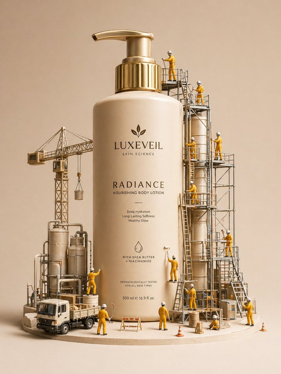 Miniature Workers Craft Luxury Lotion