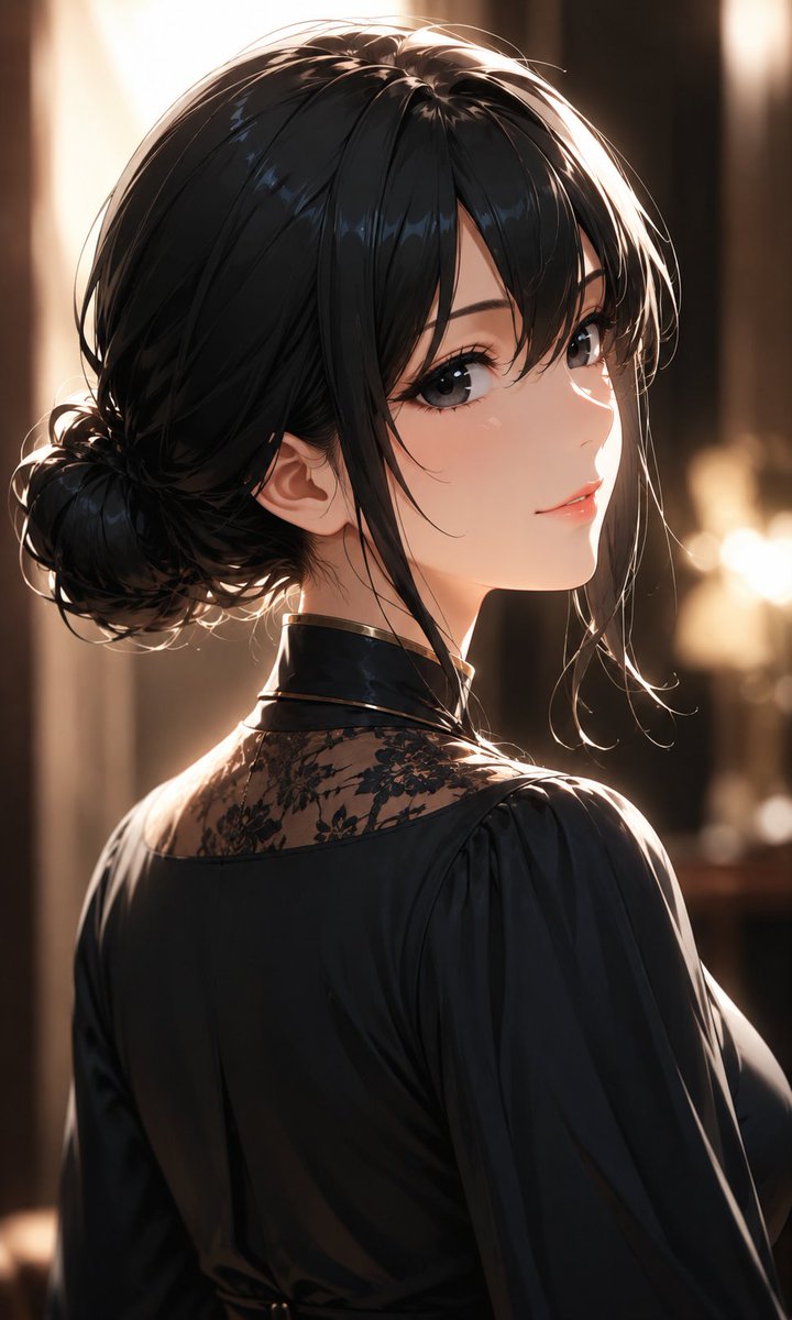 Elegant Mysterious Lady Back View