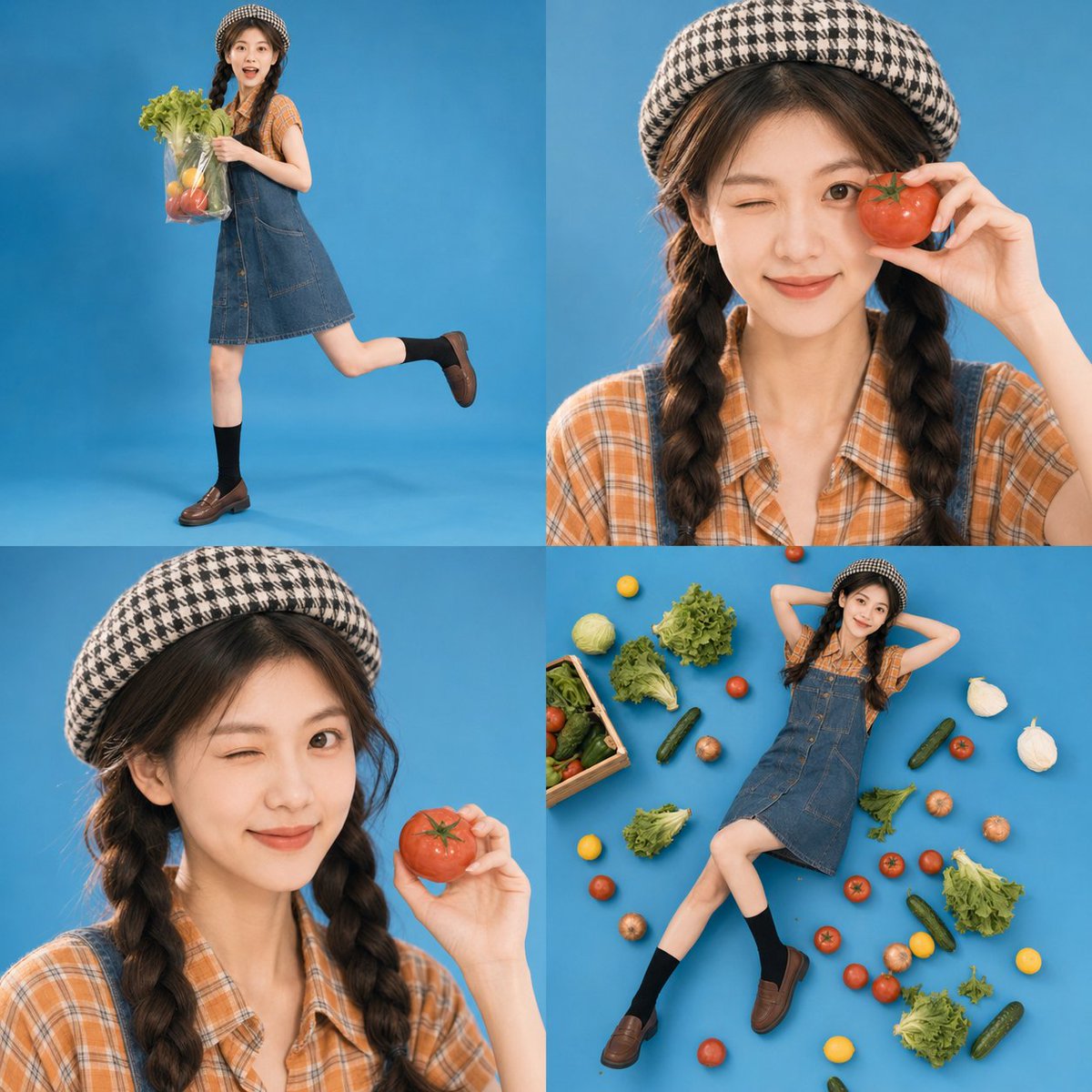Vintage Market Girl Photo Collage