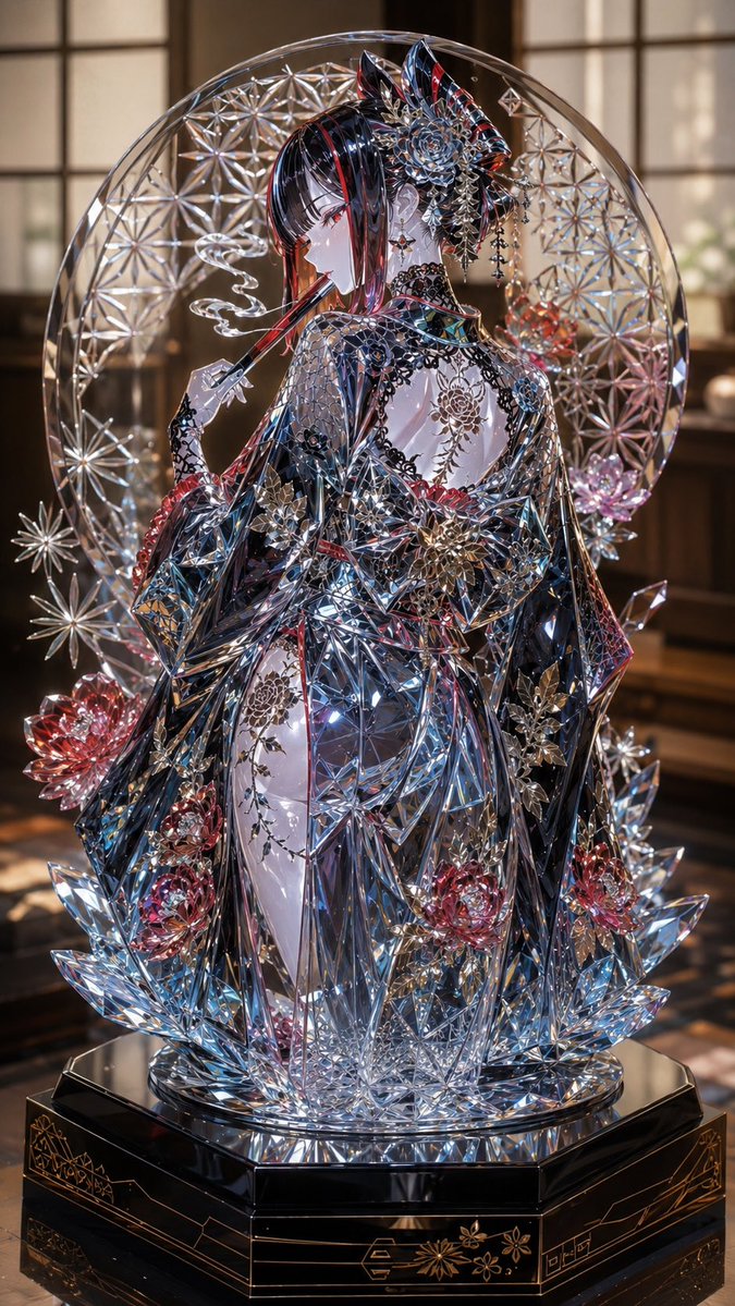 Edo Kiriko Glass Sculpture Maiden