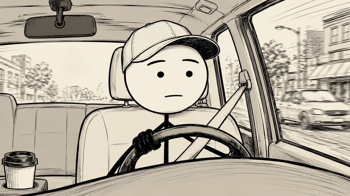 Awkward Stick-Figure Commute Drive