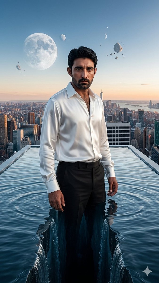 Surreal Rooftop Pool Moonlit Cinematic Art