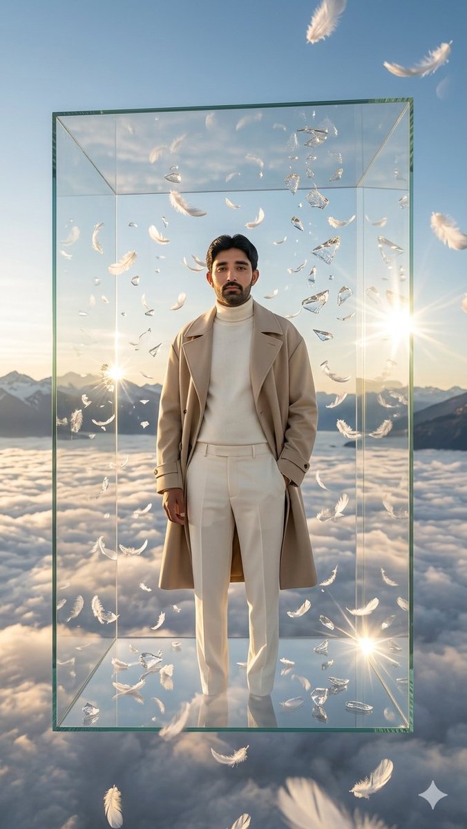 Ethereal Glass Cube Fashion Portrait